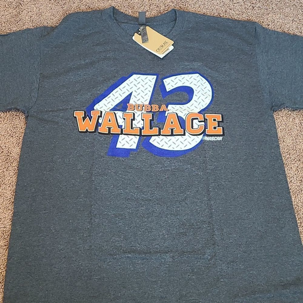BUBBA WALLACE 43 NASCAR 10 Heathered Grey Tee Mens LG Unisex New